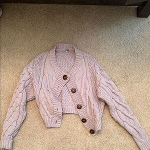Free People Lavender Cable Knit Cardigan